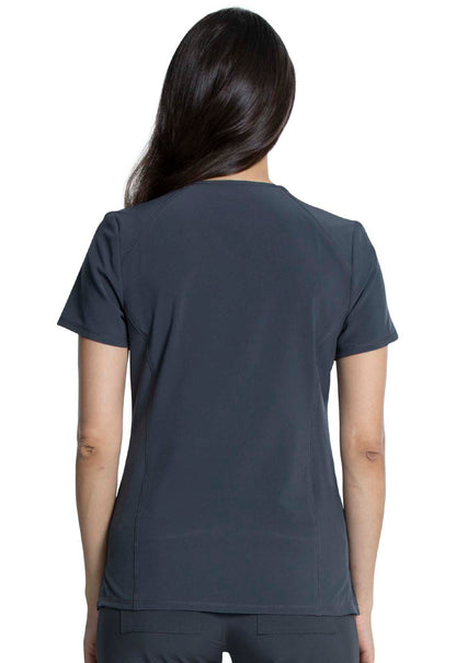 Allura CKA684 V-Neck Top Pewter Model Image Back | Cherokee