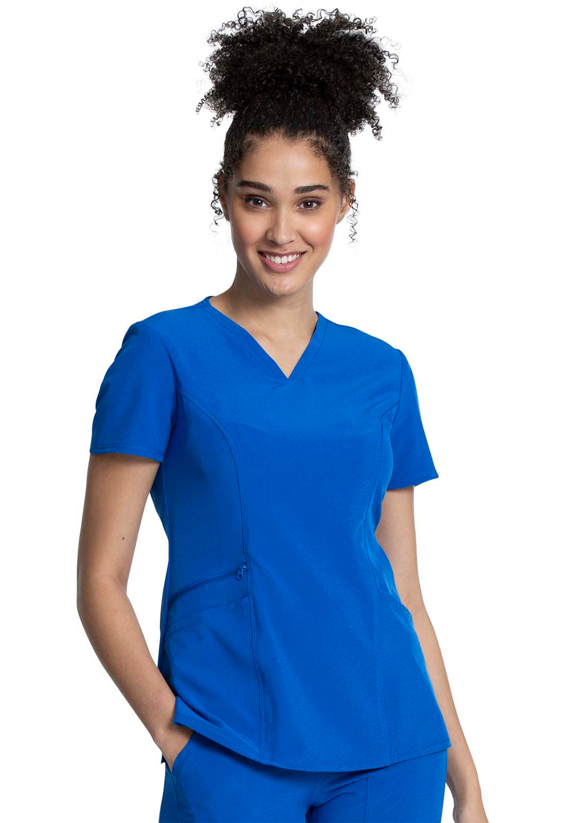 Allura CKA684 V-Neck Top Royal Model Image Front | Cherokee