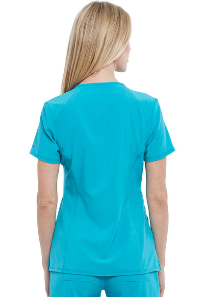 Allura CKA684 V-Neck Top Teal Blue Model Image Back | Cherokee