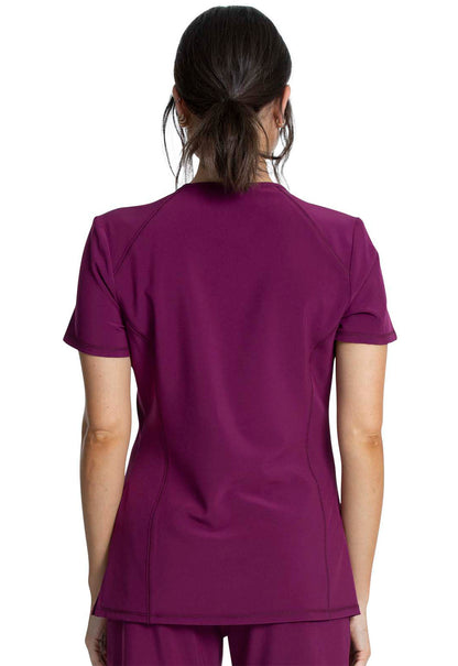 Allura CKA684 V-Neck Top Wine Model Image Back | Cherokee