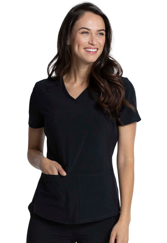 Allura CKA685 V-Neck Top Black Model Image Front | Cherokee