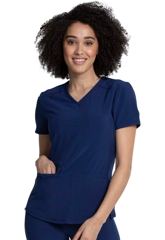 Allura CKA685 V-Neck Top Navy Model Image Front | Cherokee