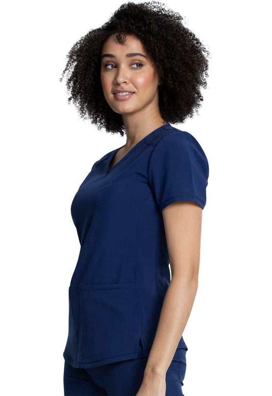 Allura CKA685 V-Neck Top Navy Model Image Right Side | Cherokee