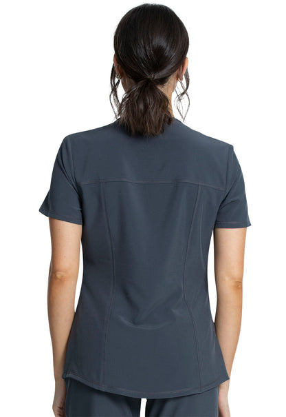 Allura CKA685 V-Neck Top Pewter Model Image Back | Cherokee