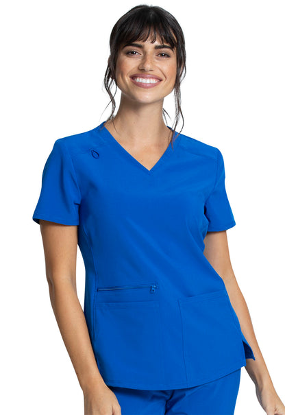 Allura CKA685 V-Neck Top Royal Model Image Front | Cherokee