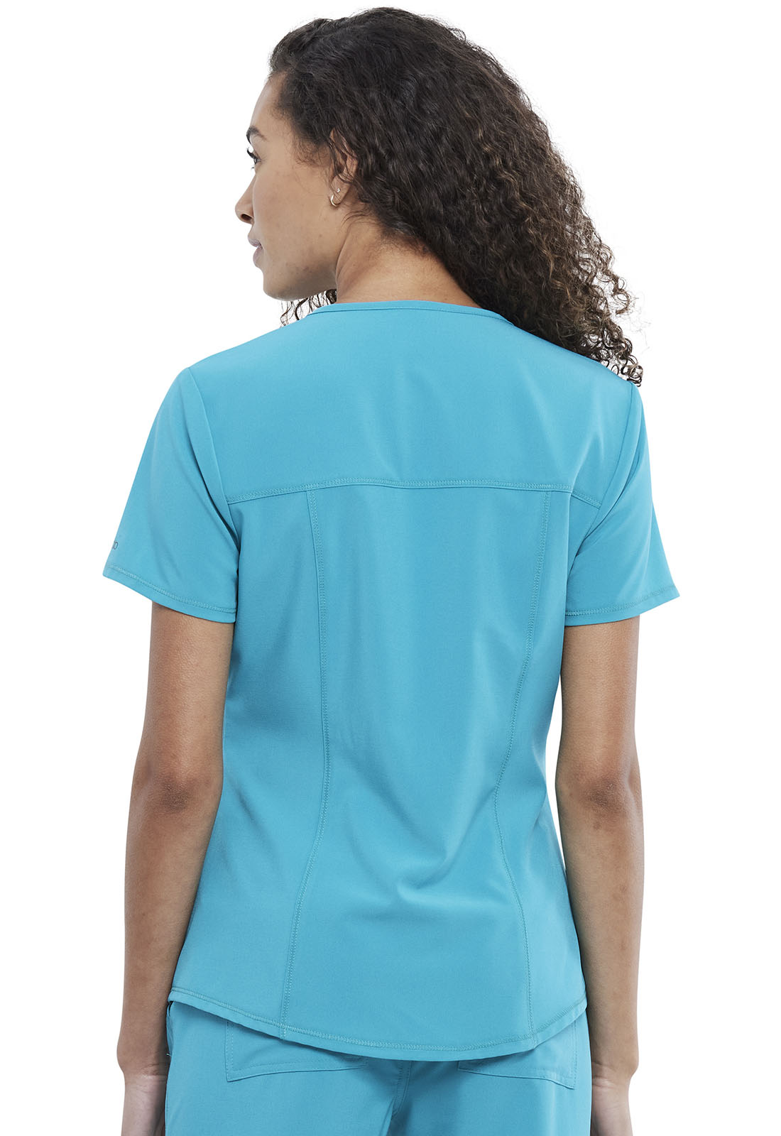 Allura CKA685 V-Neck Top Teal Blue Model Image Back | Cherokee