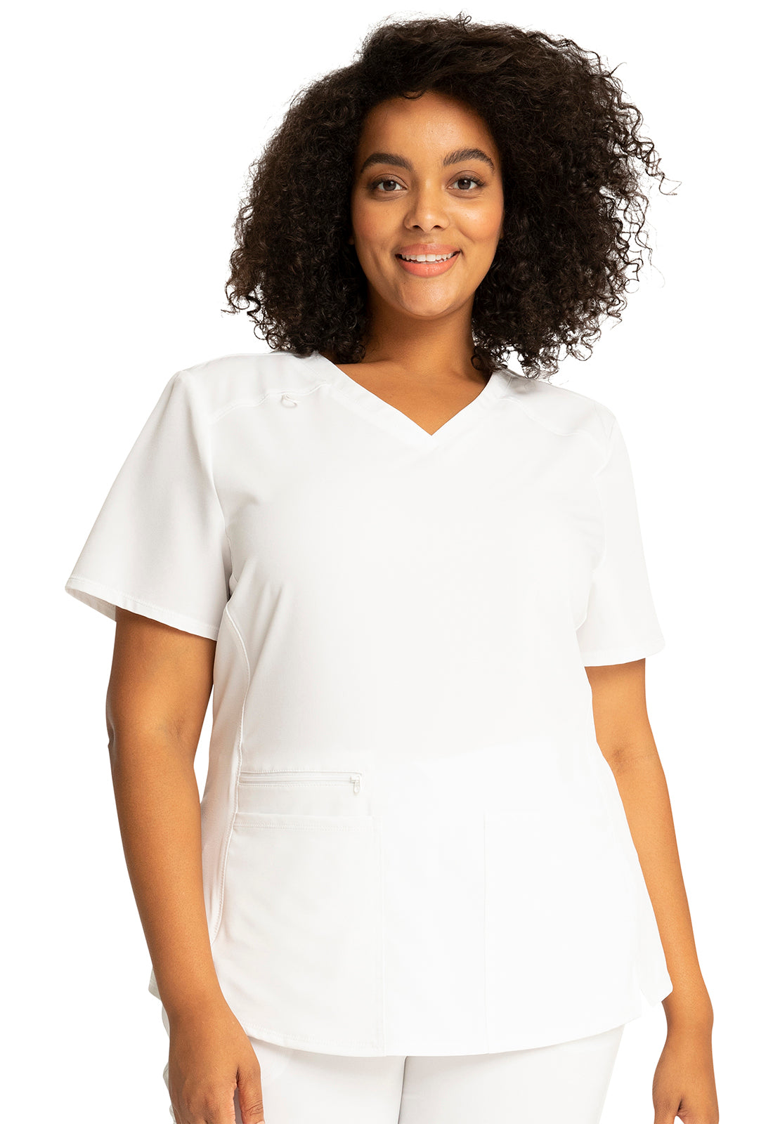 Allura CKA685 V-Neck Top White Model Image Front | Cherokee