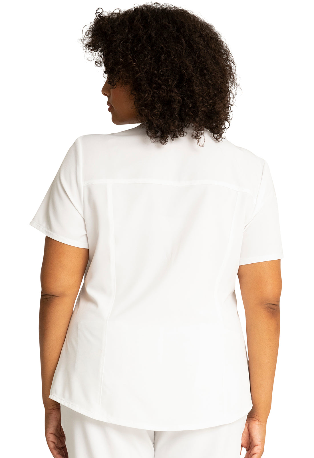 Allura CKA685 V-Neck Top White Model Image Back | Cherokee