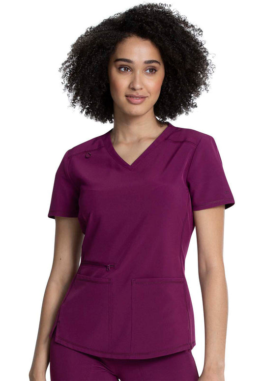 Allura CKA685 Women's V-Neck Scrub Top Wine