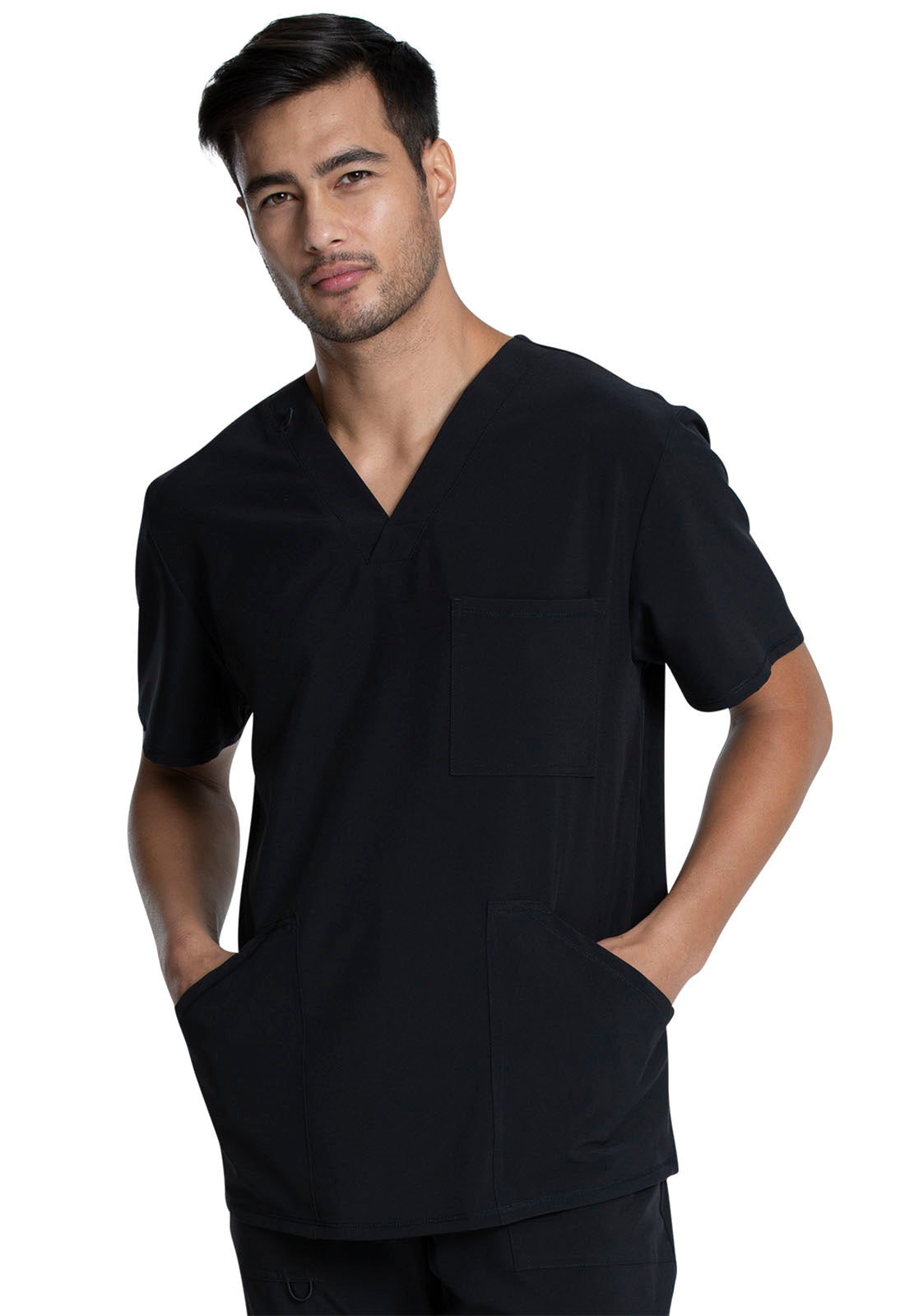 Allura CKA686 Men's V-Neck Top Black Model Image Front | Cherokee