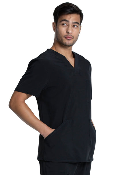 Allura CKA686 Men's V-Neck Top Black Model Image Left Side | Cherokee