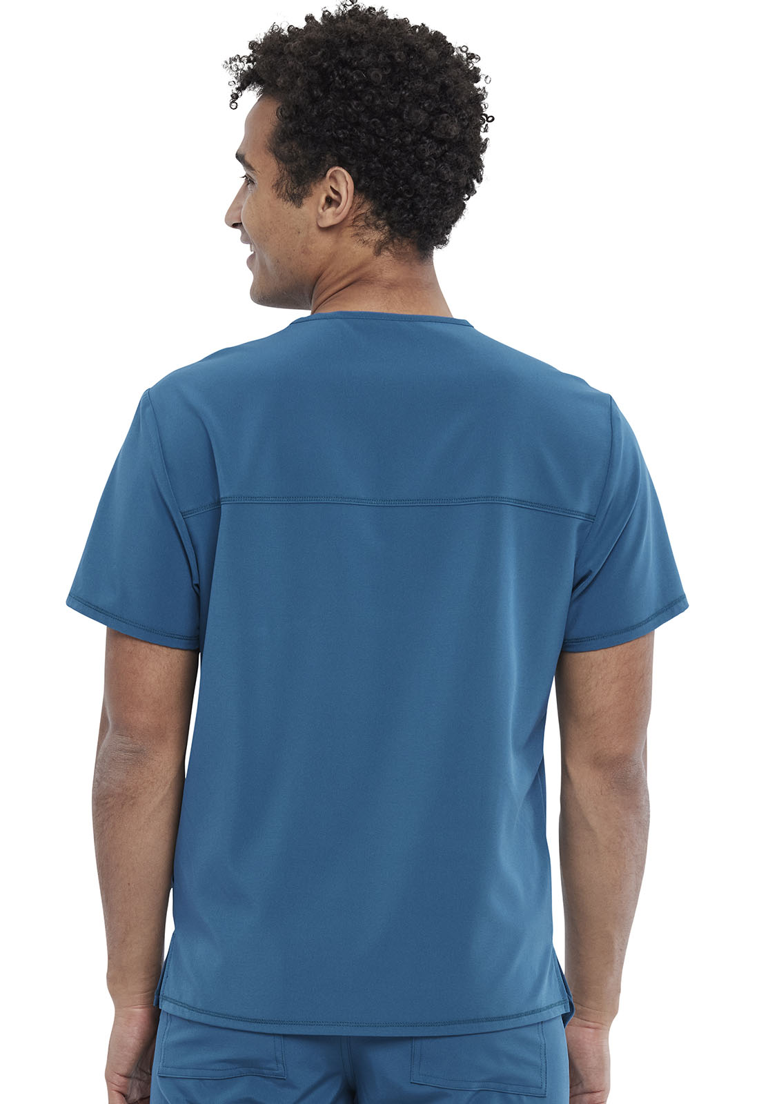 Allura CKA686 Men's V-Neck Top Caribbean Blue Model Image Back | Cherokee