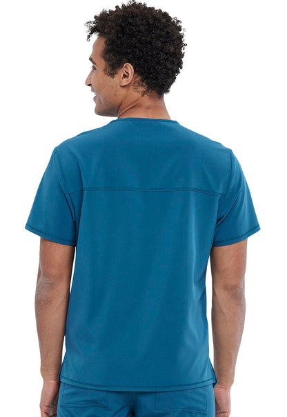 Allura CKA686 Men's V-Neck Top Caribbean Blue Model Image Back | Cherokee