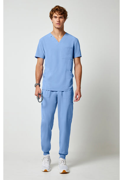 Allura CKA686 Men's V-Neck Scrub Top Ciel Blue
