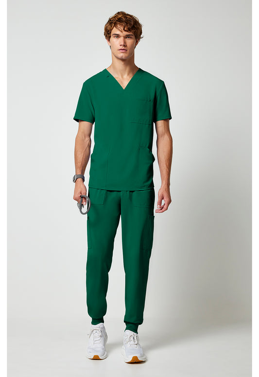 Allura CKA686 Men's V-Neck Scrub Top Hunter Green