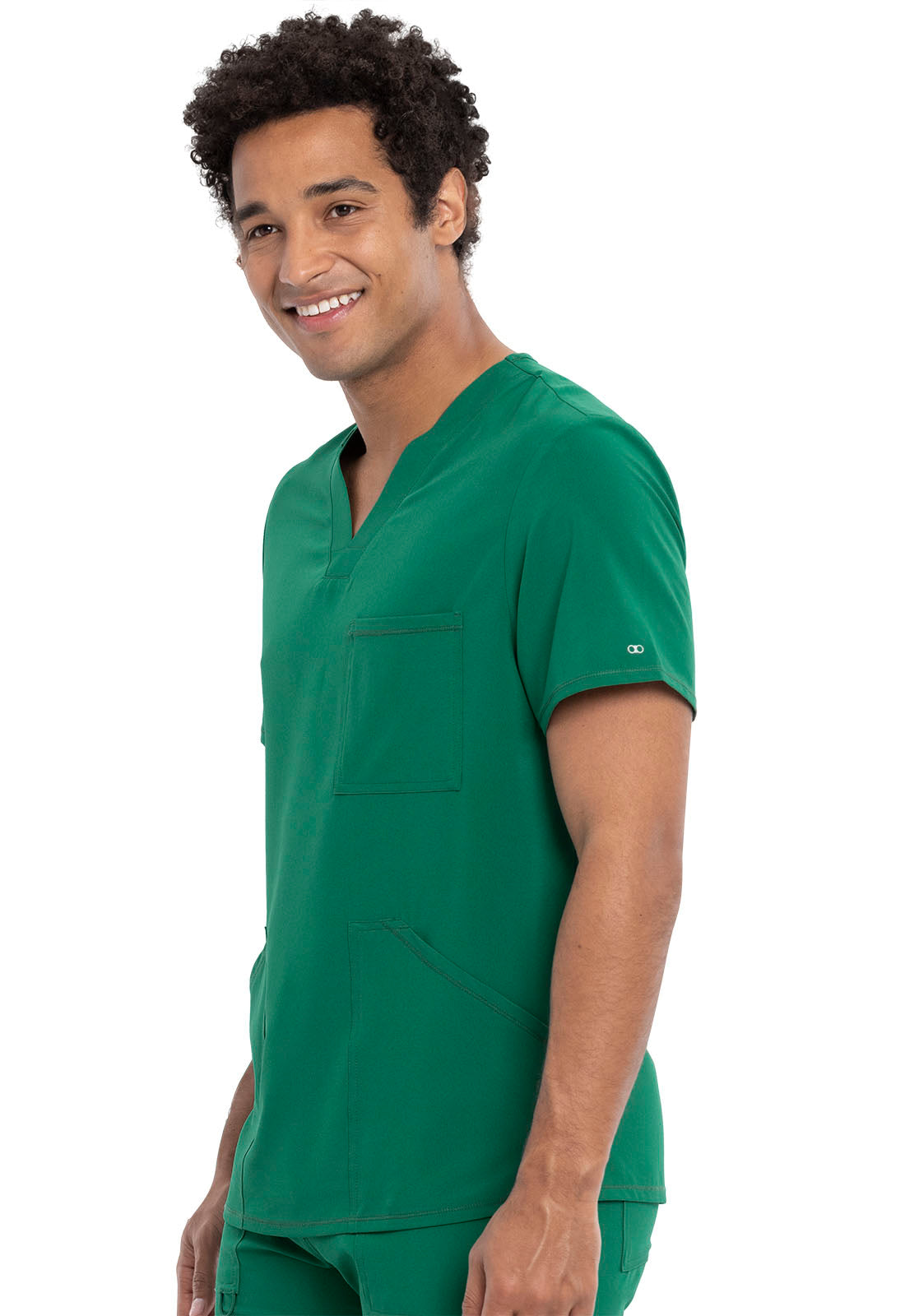 Allura CKA686 Men's V-Neck Top Hunter Green Model Image Right Side | Cherokee