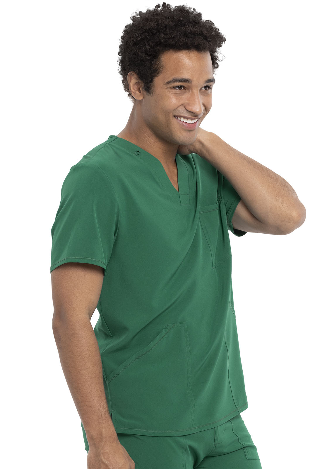 Allura CKA686 Men's V-Neck Top Hunter Green Model Image Left Side | Cherokee