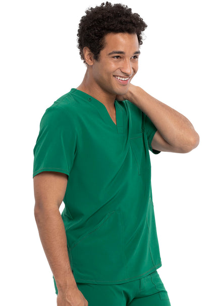 Allura CKA686 Men's V-Neck Top Hunter Green Model Image Left Side | Cherokee