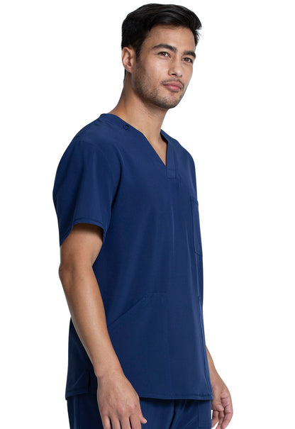 Allura CKA686 Men's V-Neck Top Navy Model Image Left Side | Cherokee