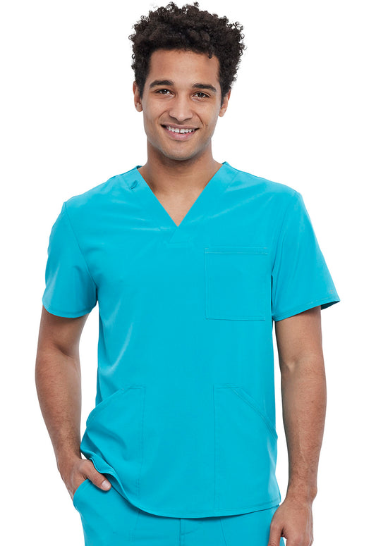 Allura CKA686 Men's V-Neck Top Teal Blue Model Image Front | Cherokee