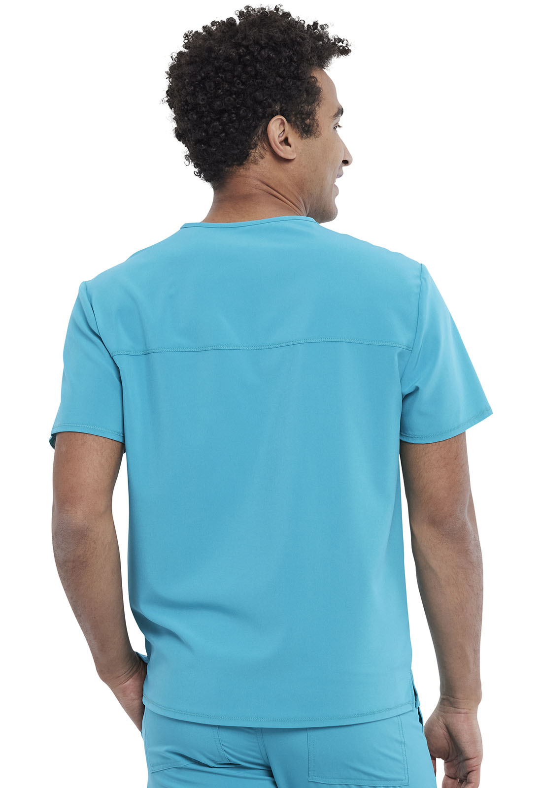 Allura CKA686 Men's V-Neck Top Teal Blue Model Image Back | Cherokee