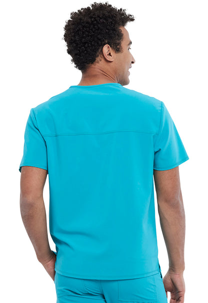 Allura CKA686 Men's V-Neck Top Teal Blue Model Image Back | Cherokee