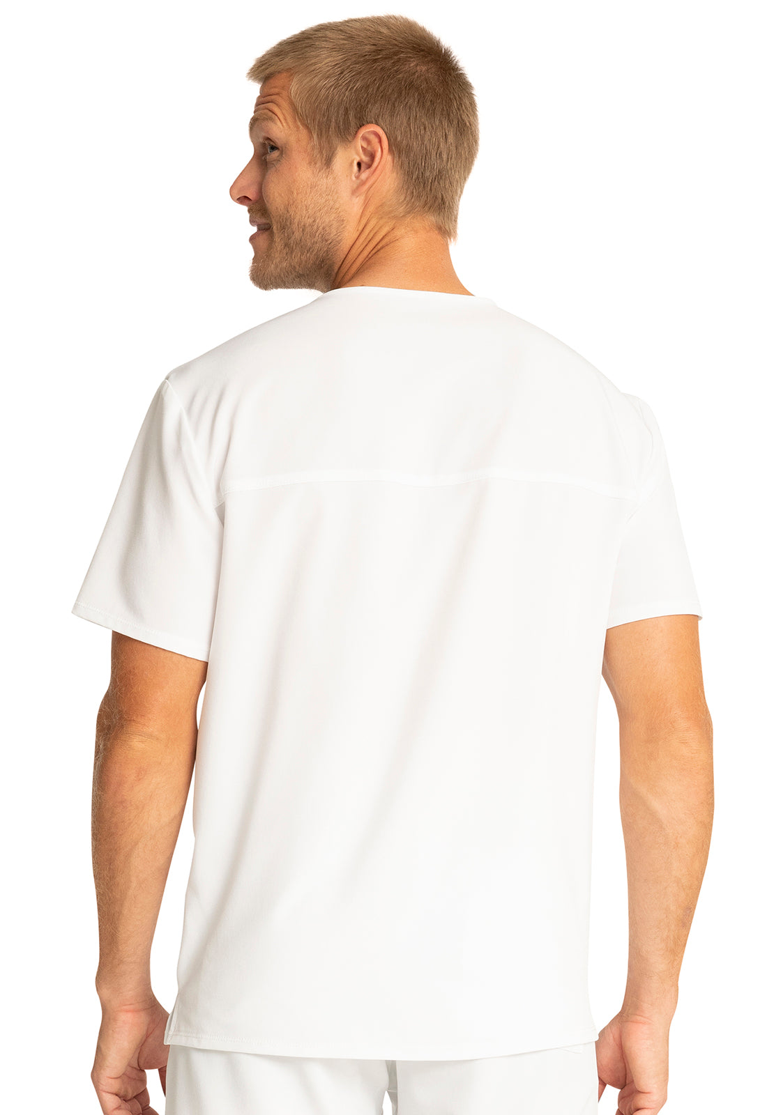 Allura CKA686 Men's V-Neck Top White Model Image Back | Cherokee