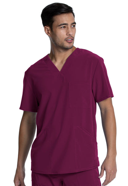 Allura CKA686 Men's V-Neck Top Wine Model Image Front | Cherokee