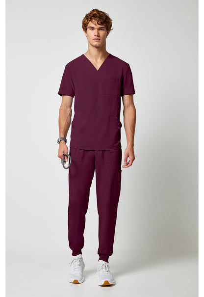 Allura CKA686 Men's V-Neck Scrub Top Wine