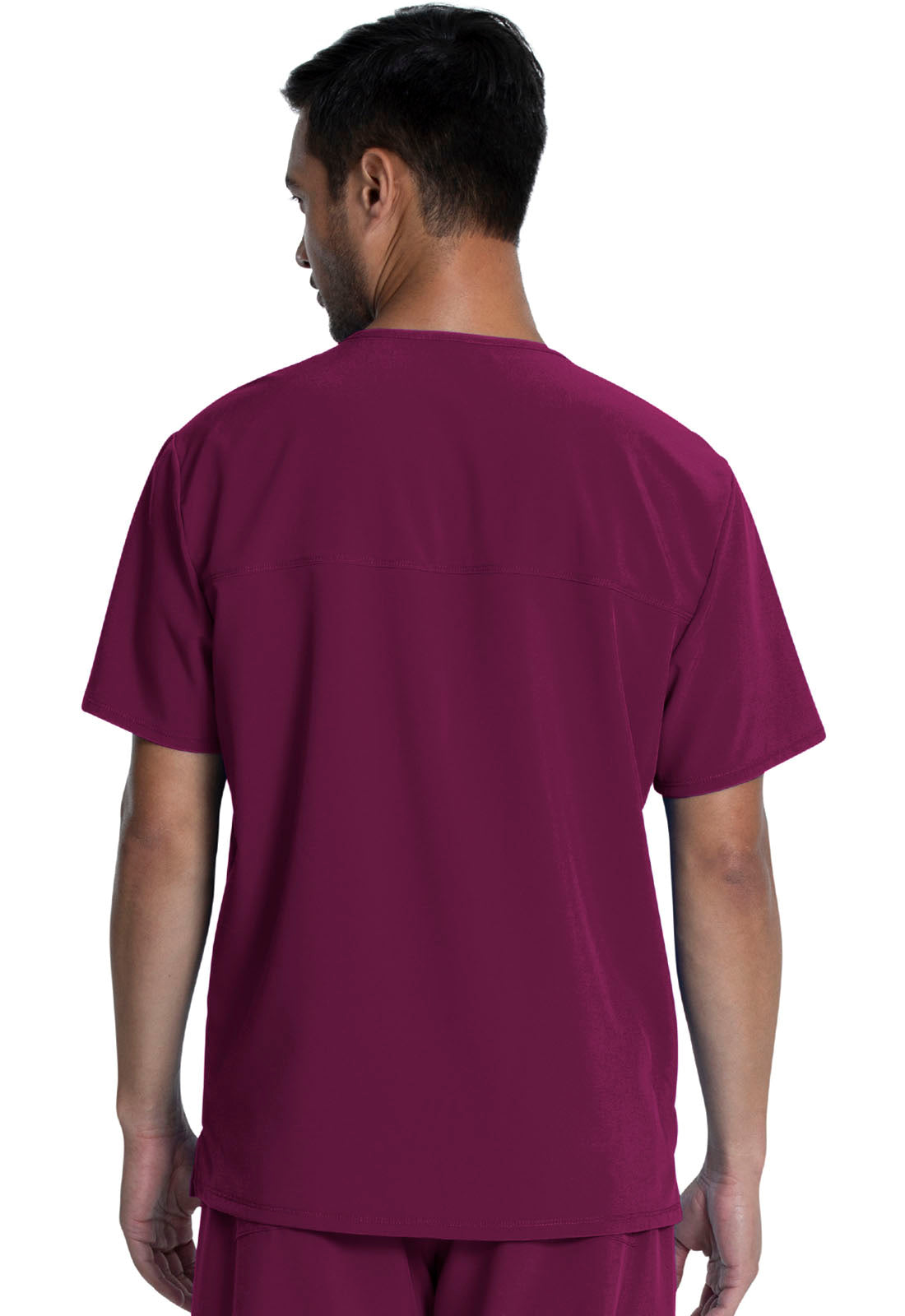 Allura CKA686 Men's V-Neck Top Wine Model Image Back | Cherokee