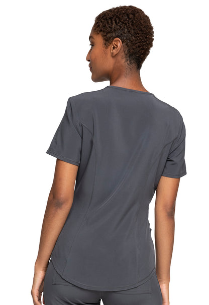 Allura CKA688 Mock Wrap Top Pewter Model Image Back | Cherokee