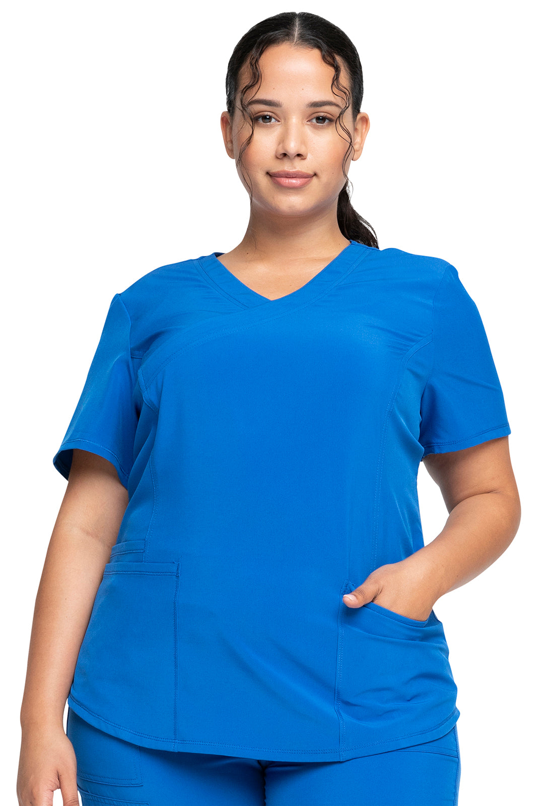 Allura CKA688 Mock Wrap Top Royal Model Image Front | Cherokee