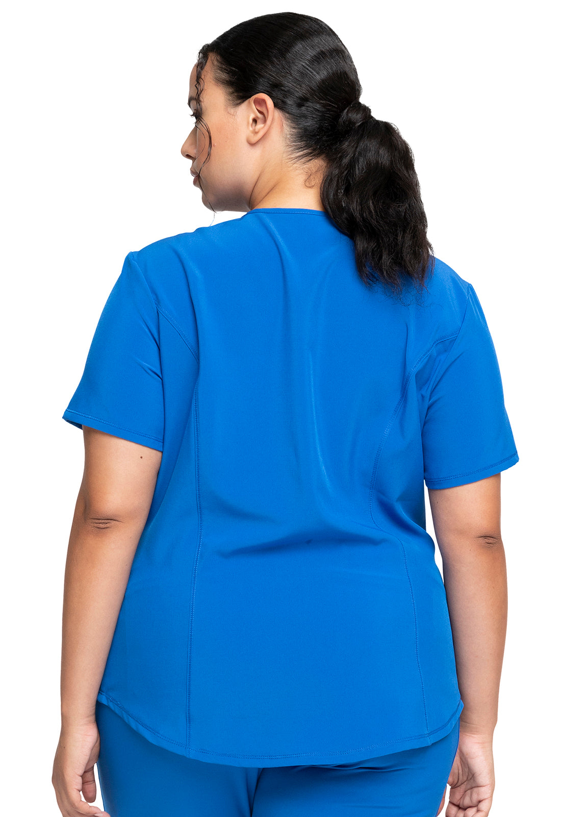 Allura CKA688 Mock Wrap Top Royal Model Image Back | Cherokee