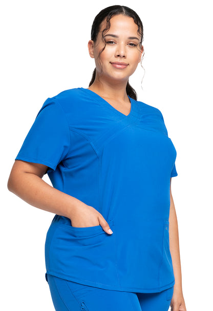 Allura CKA688 Mock Wrap Top Royal Model Image Left Side | Cherokee