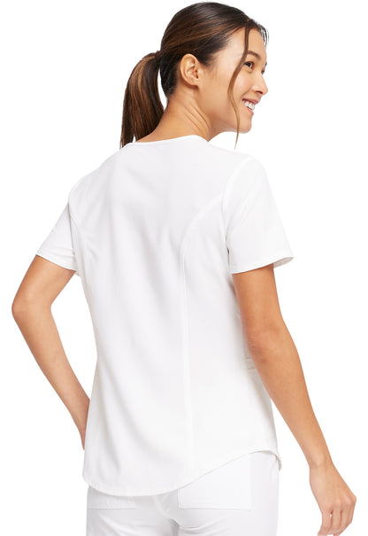 Allura CKA688 Mock Wrap Top White Model Image Back | Cherokee