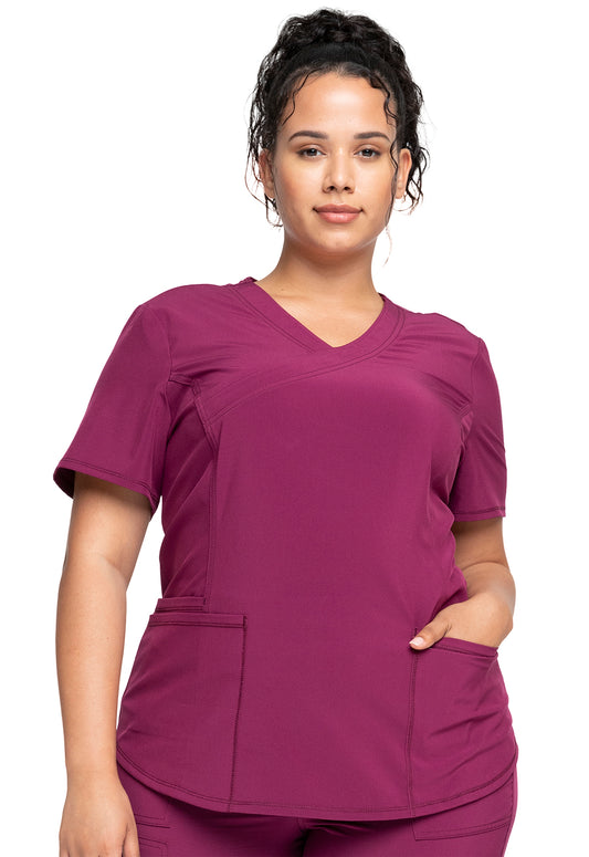 Allura CKA688 Mock Wrap Top Wine Model Image Front | Cherokee