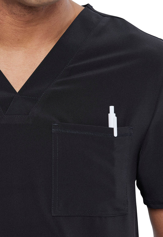 Allura CKA689 Men's Tuckable V-Neck Scrub Top Black