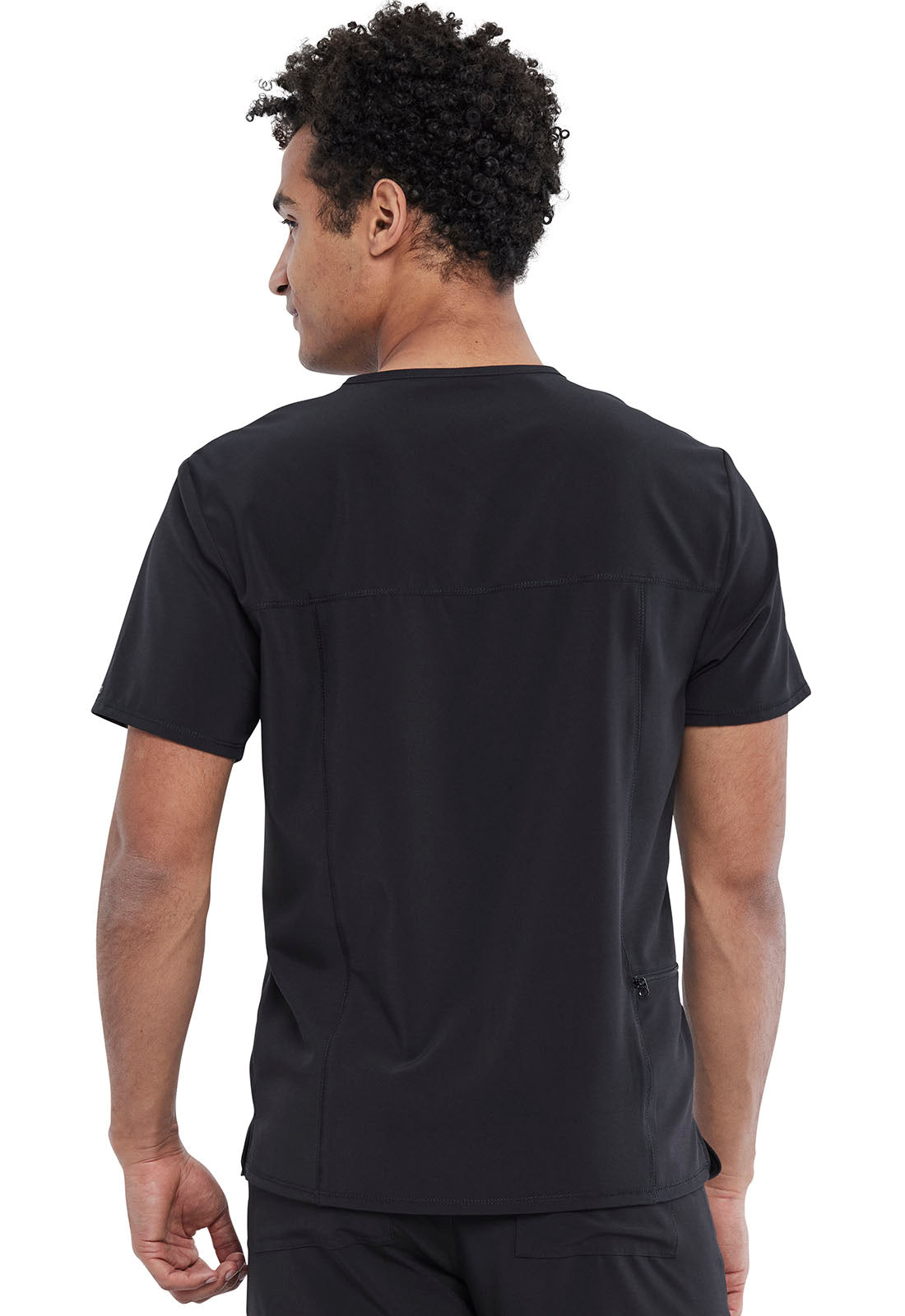 Allura CKA689 Men's Tuckable V-Neck Top Black Model Image Back | Cherokee