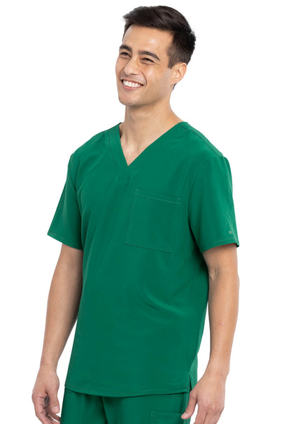 Allura CKA689 Men's Tuckable V-Neck Top Hunter Green Model Image Right Side | Cherokee