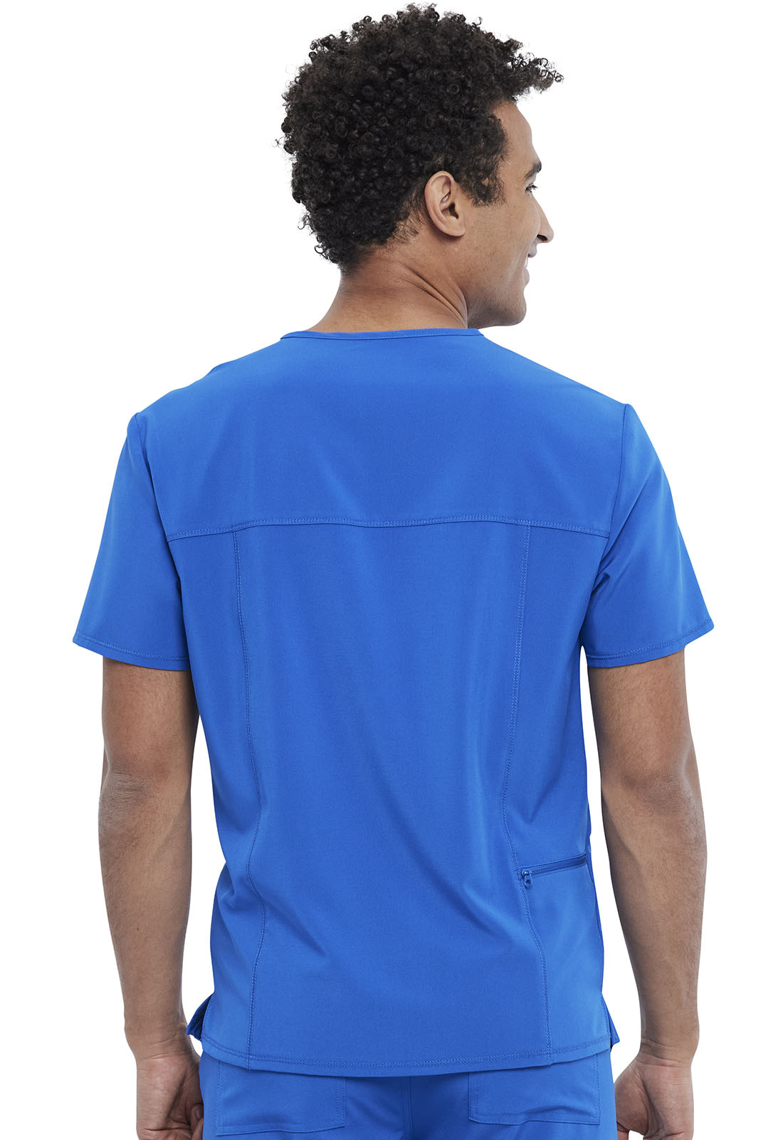 Allura CKA689 Men's Tuckable V-Neck Top Royal Model Image Back | Cherokee