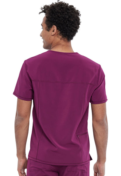 Allura CKA689 Men's Tuckable V-Neck Top Wine Model Image Back | Cherokee