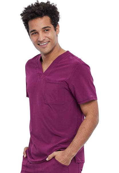 Allura CKA689 Men's Tuckable V-Neck Top Wine Model Image Right Side | Cherokee