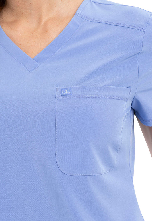 Allura CKA690 Women's Tuckable V-Neck Scrub Top Ciel Blue