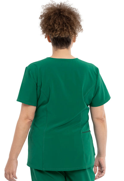 Allura CKA690 Tuckable V-Neck Top Hunter Green Model Image Back | Cherokee