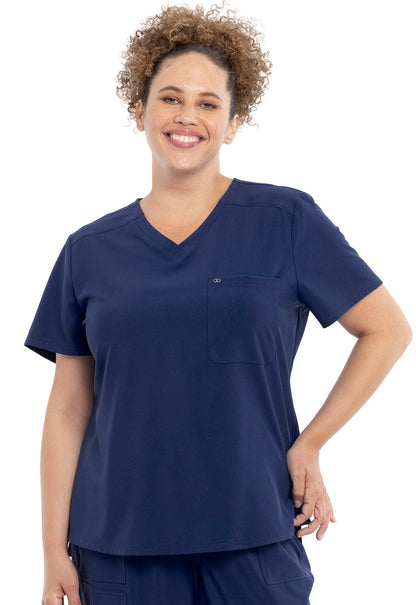 Allura CKA690 Tuckable V-Neck Top Navy Model Image Front | Cherokee