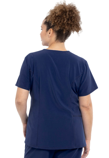 Allura CKA690 Tuckable V-Neck Top Navy Model Image Back | Cherokee