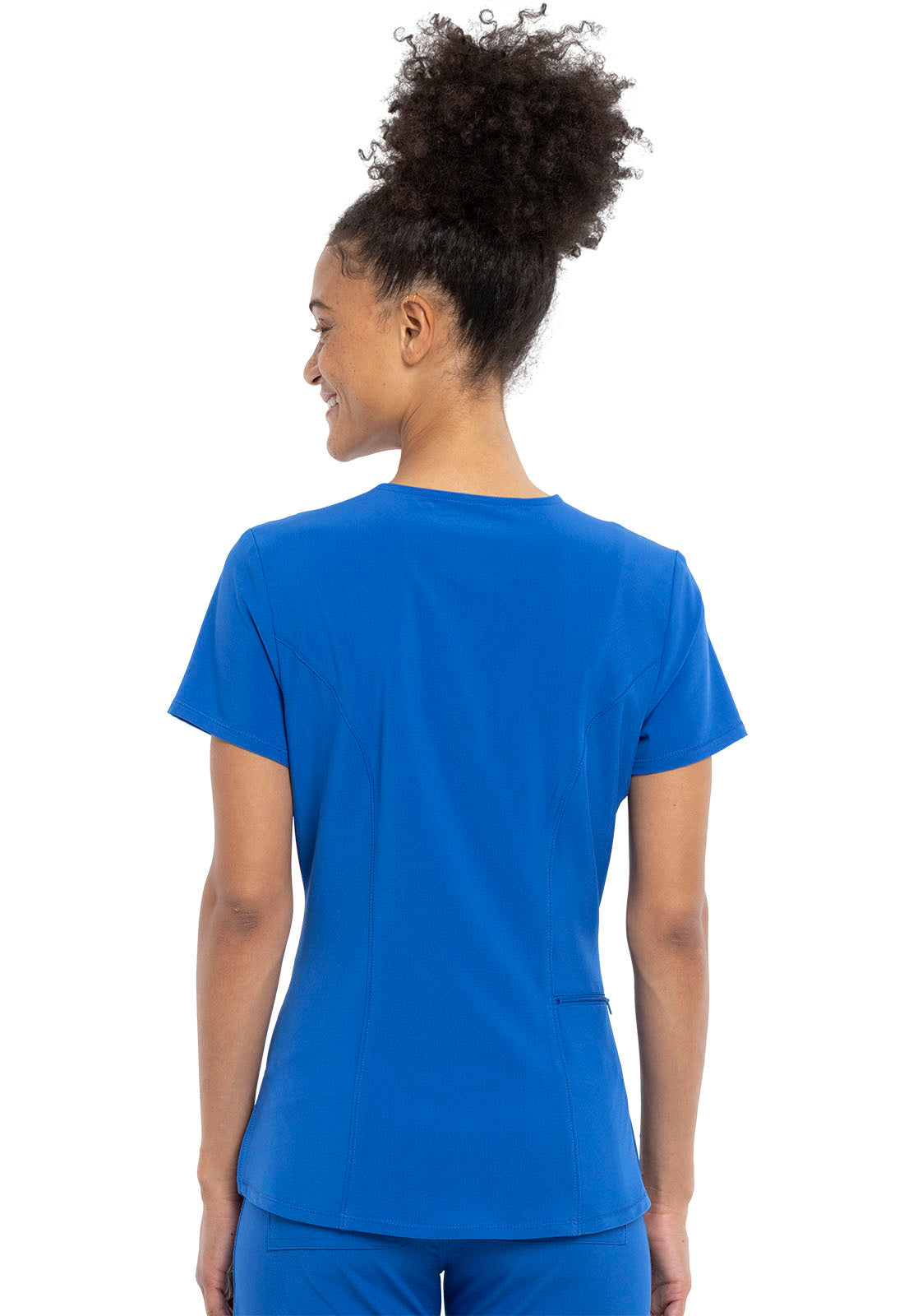 Allura CKA690 Tuckable V-Neck Top Royal Model Image Back | Cherokee