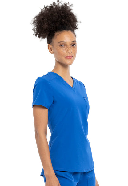 Allura CKA690 Tuckable V-Neck Top Royal Model Image Left Side | Cherokee