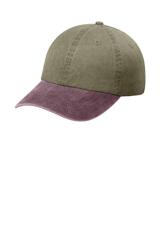 Port Authority Two-Tone Pigment-Dyed Cap CP83 Khaki/ Maroon
