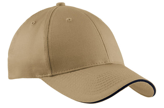 Port Authority Cotton Twill Sandwich Bill Cap CP85 Khaki/ Navy